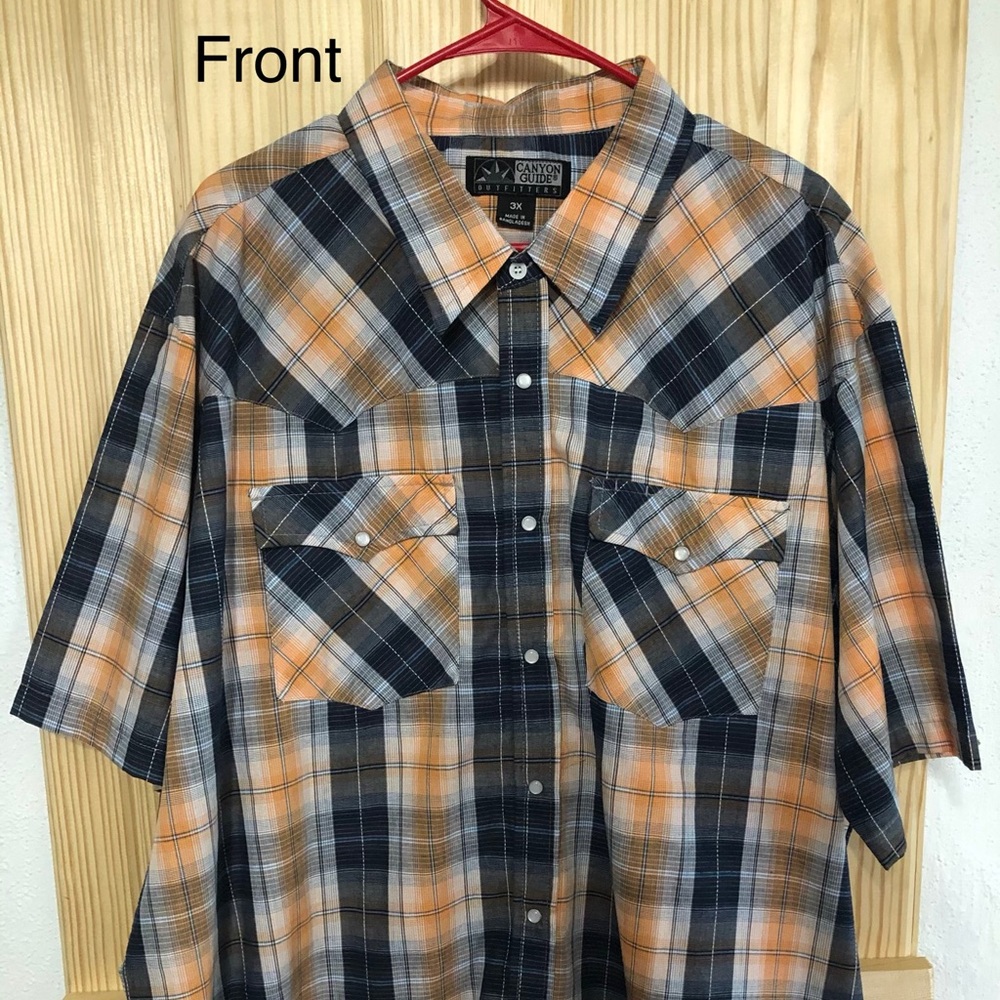Men's 3x Orange and Blue Plaid Shirt